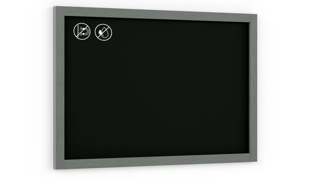 Tableau à Craie Noir avec Cadre en Bois Gris 90x60cm