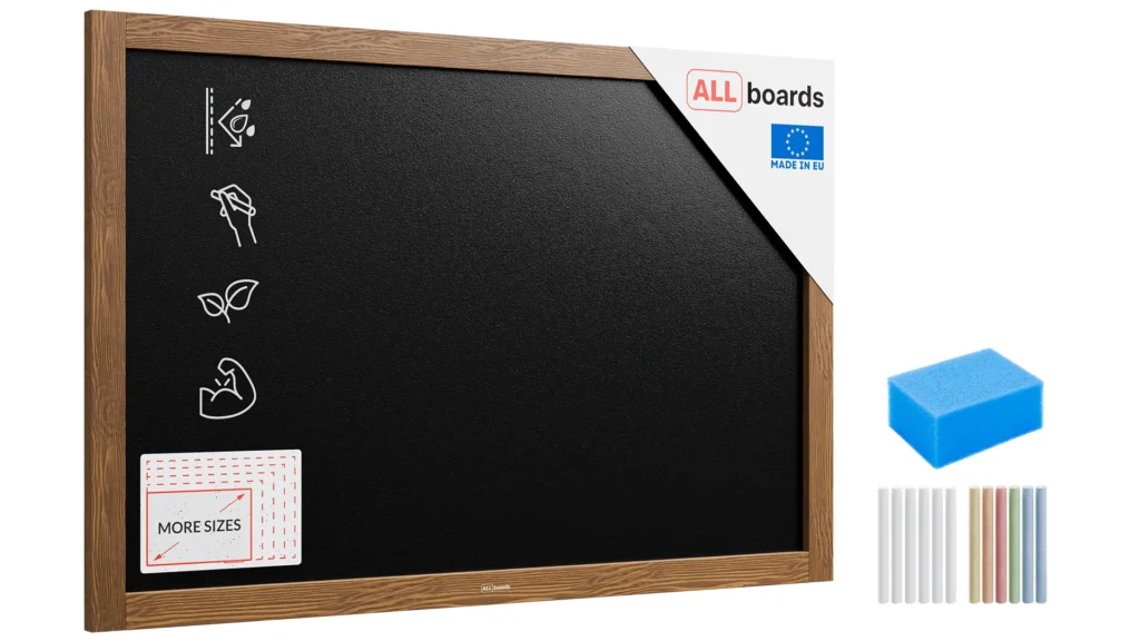 Tableau à Craie Noir Etanche avec Cadre en Bois Laqué 90x60cm