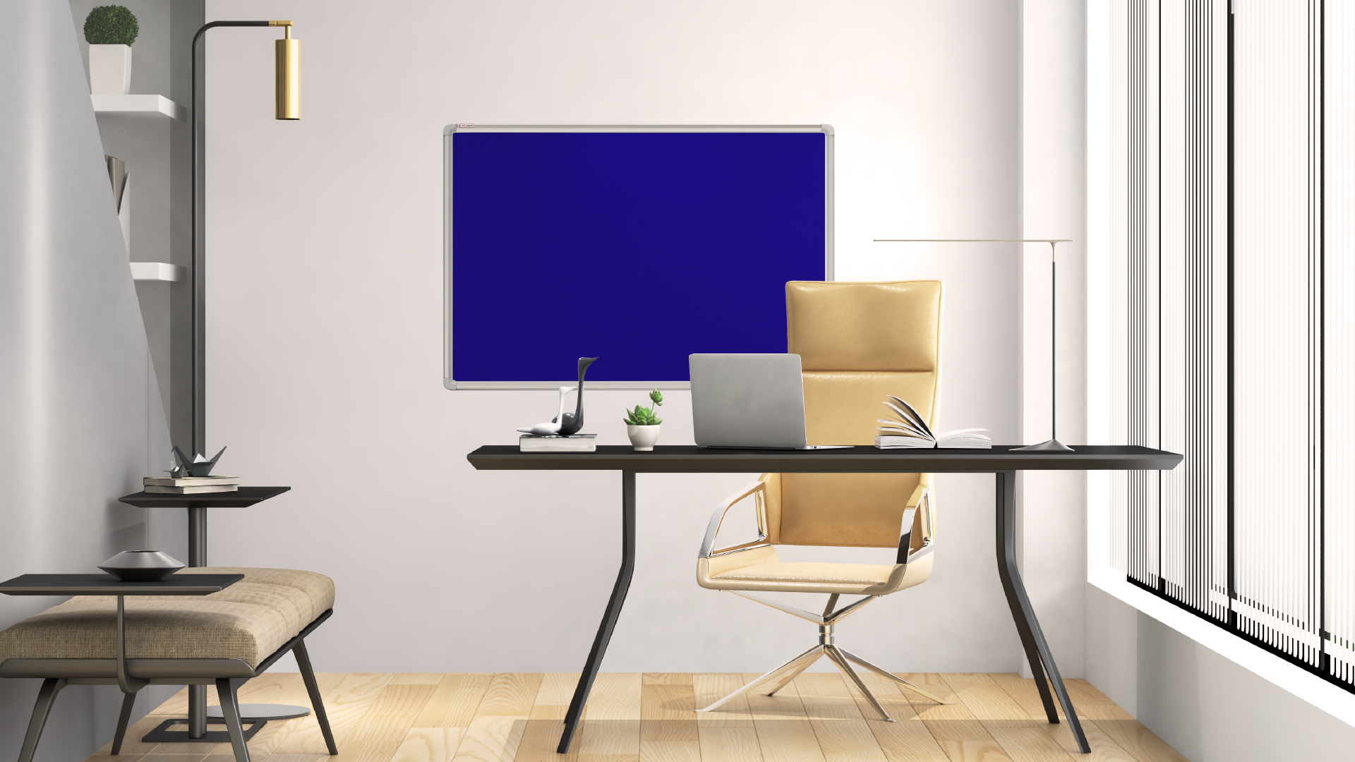 Tableau Textile Bleu avec Cadre en Aluminium 180x120cm – Image 2