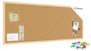 Tableau de liège 100x40 cm cadre en bois NATUREL + ACCESSOIRES