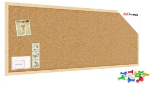 Tableau de liège 100x40 cm cadre en bois NATUREL + ACCESSOIRES
