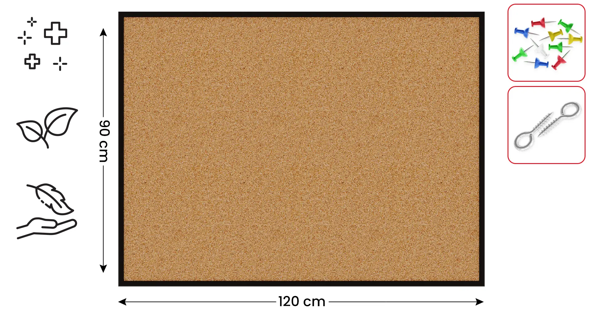 Tableau en Liège avec Cadre en Bois Noir 120x90cm + ACCESSOIRES – Image 2