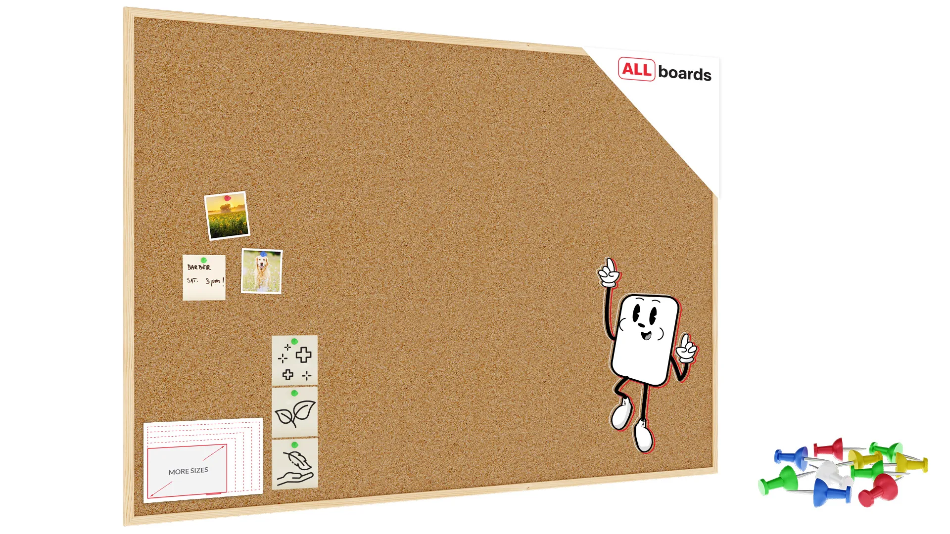 Tableau en Liège avec Cadre en Bois 150x100cm + ACCESSOIRES