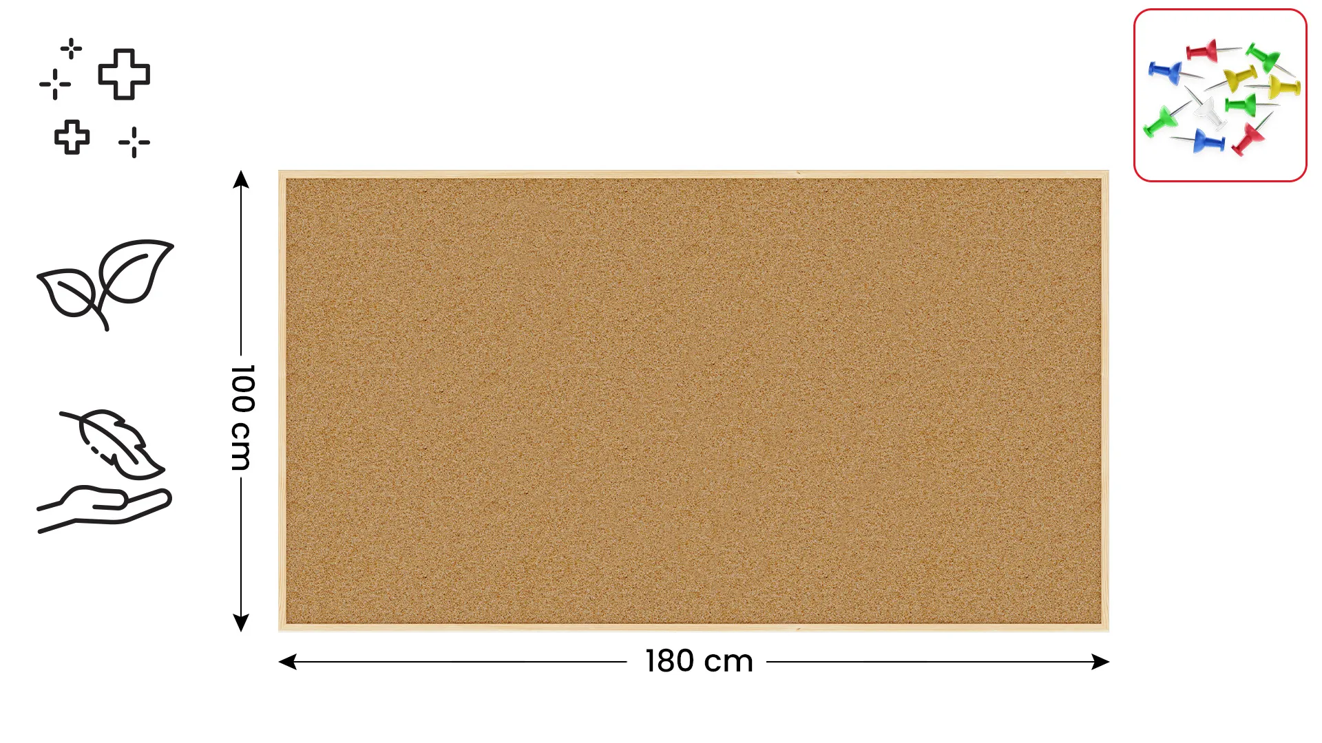 Tableau en Liège avec Cadre en Bois 180x100cm + ACCESSOIRES – Image 2