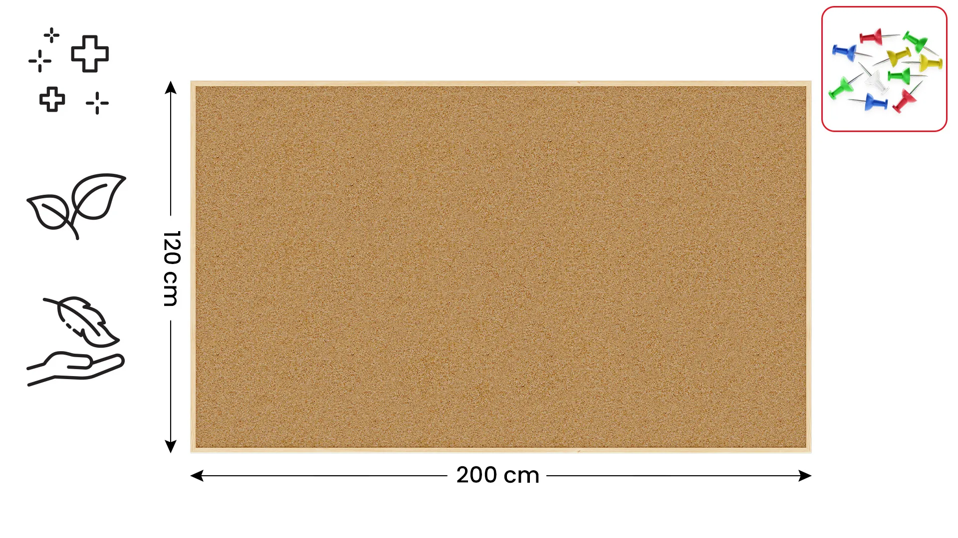 Tableau en Liège avec Cadre en Bois 200x120cm + ACCESSOIRES – Image 2
