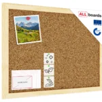 Tableau de liège 30x40 cm avec cadre en bois naturel – surface en liège portugais autocicatrisant
