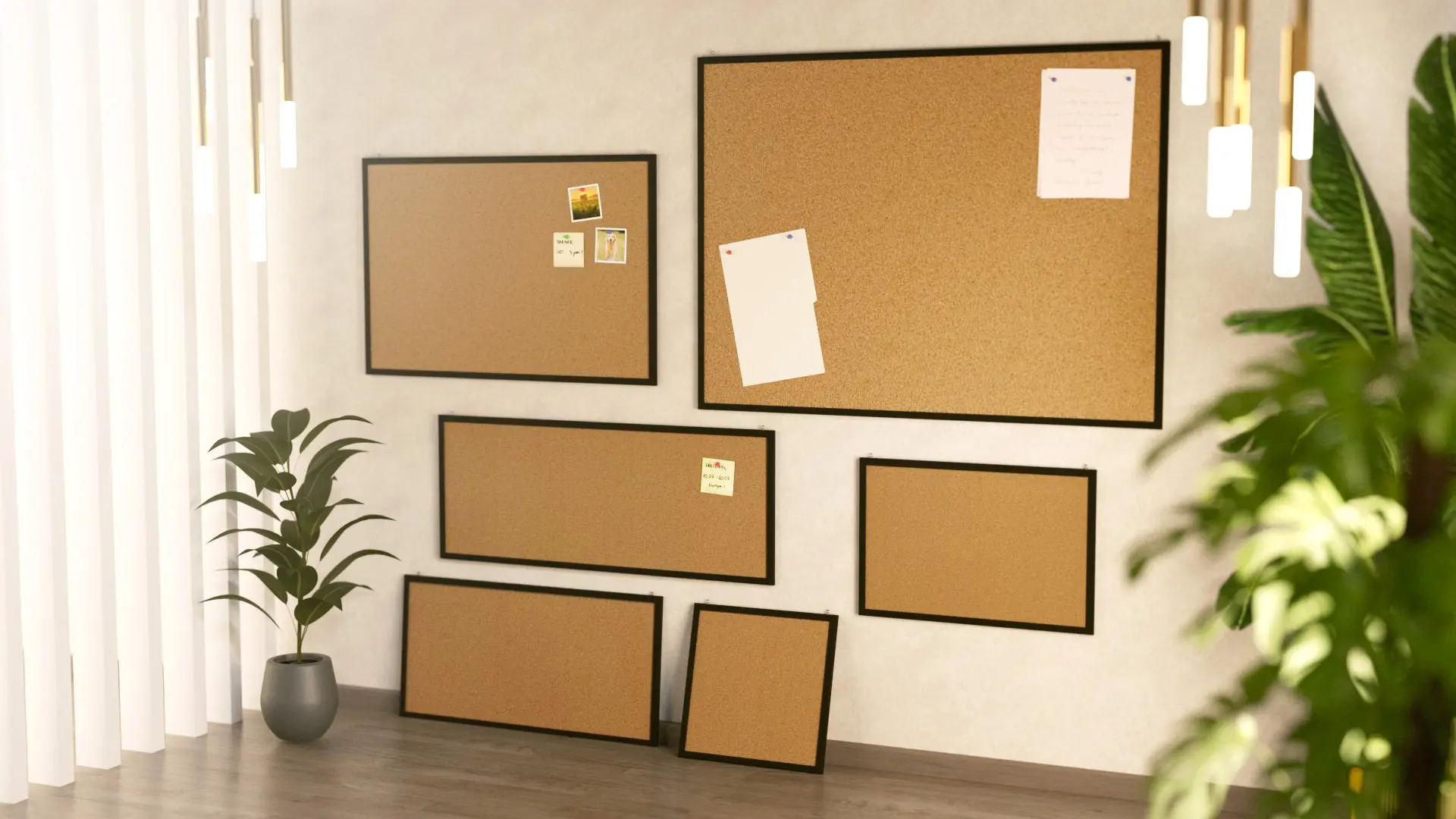 Tableau en liège 40x40 cm cadre en bois laqué NOIR + ACCESSOIRES – Image 8