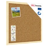 Tableau de liège 40x40 cm avec cadre en bois naturel – surface en liège portugais autocicatrisant