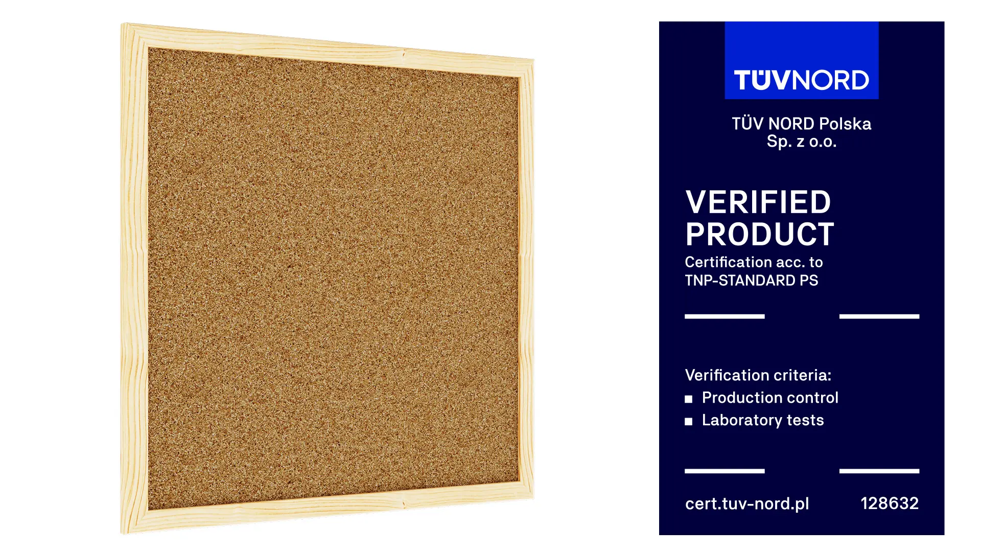 Tableau de liège 40x40 cm cadre en bois NATUREL