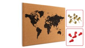 Tableau en liége "Mappemonde" sans cadre - 60x40 cm