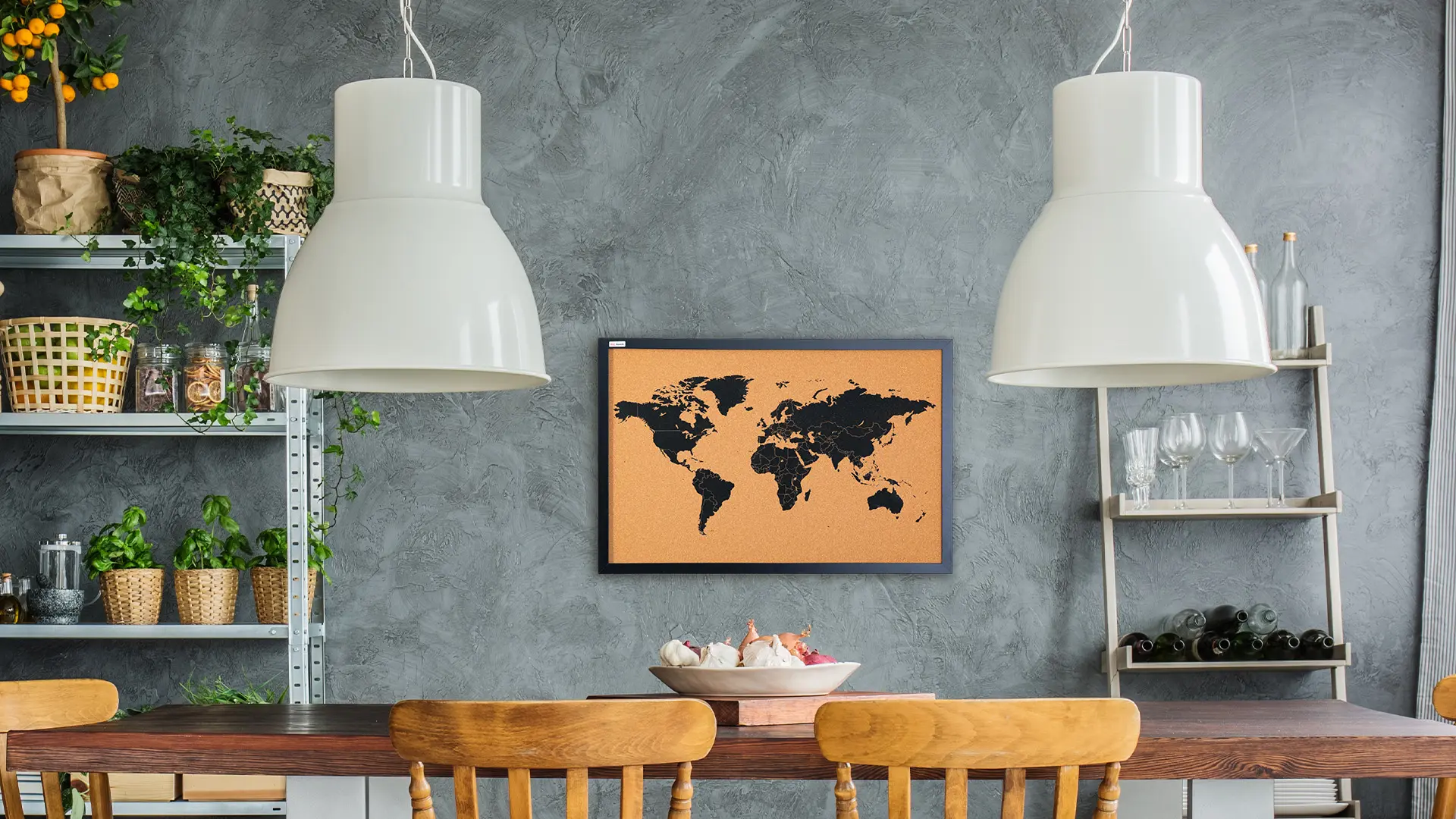 CARTE DU MONDE tableau en liège cadre en bois laqué NOIR 60x40 cm – Image 11