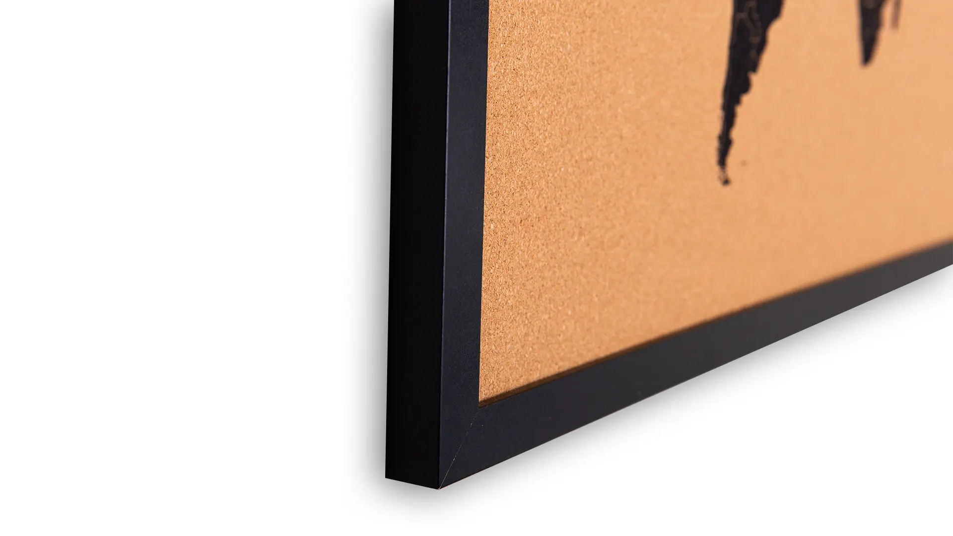 CARTE DU MONDE tableau en liège cadre en bois laqué NOIR 60x40 cm – Image 5