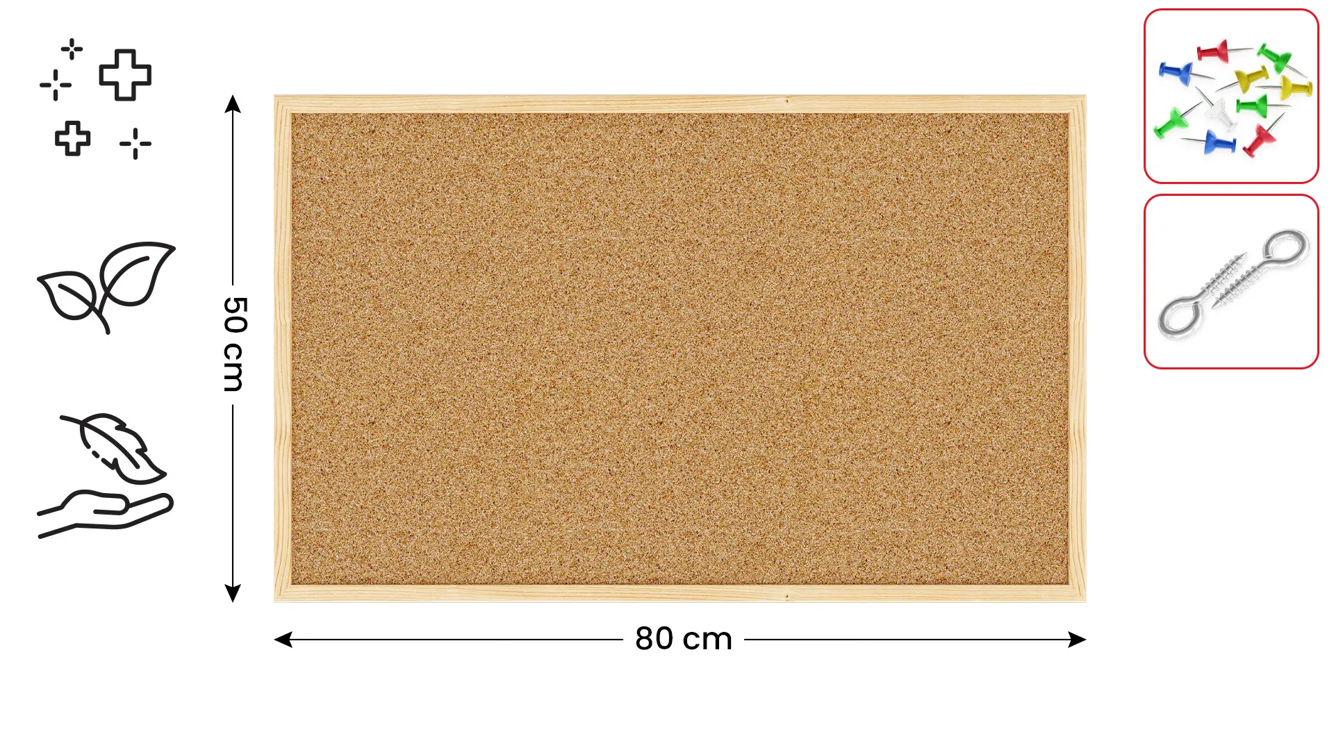 Tableau en Liège avec Cadre en Bois 80x50cm + ACCESSOIRES – Image 2