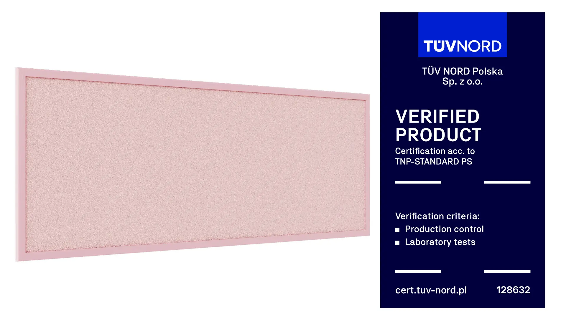 Tableau en liège rose 100x40 cm cadre en bois laqué ROSE