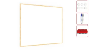 Tableau Blanc Magnétique Effaçable à Sec avec Cadre en Bois 100x80cm