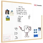 Tableau Blanc Magnétique Effaçable à Sec avec Cadre en Bois 100x80cm