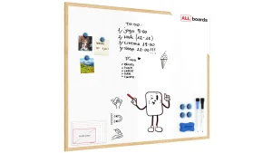 Tableau Blanc Magnétique Effaçable à Sec avec Cadre en Bois 100x80cm