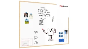 Tableau Blanc Magnétique Effaçable à Sec avec Cadre en Bois 120x90cm