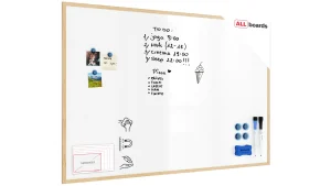 Tableau Blanc Magnétique Effaçable à Sec avec Cadre en Bois 150x100cm