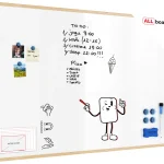 Tableau Blanc Magnétique Effaçable à Sec avec Cadre en Bois 150x100cm