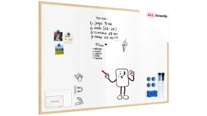 Tableau Blanc Magnétique Effaçable à Sec avec Cadre en Bois 150x100cm