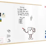 Tableau Blanc Magnétique Effaçable à Sec avec Cadre en Bois 180x100cm