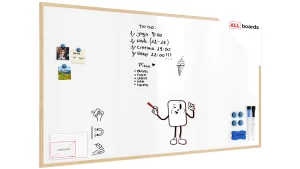 Tableau Blanc Magnétique Effaçable à Sec avec Cadre en Bois 180x100cm