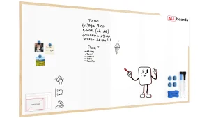 Tableau Blanc Magnétique Effaçable à Sec avec Cadre en Bois 200x100cm