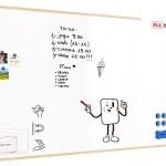 Tableau Blanc Magnétique Effaçable à Sec avec Cadre en Bois 200x120cm