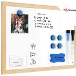 Tableau Blanc Magnétique Effaçable à Sec avec Cadre en Bois 30x40cm