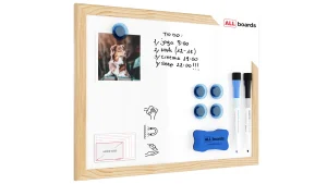 Tableau Blanc Magnétique Effaçable à Sec avec Cadre en Bois 30x40cm