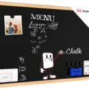 Tableau à Craie Noir Magnétique avec Cadre en Bois 60x40cm + Accessoires