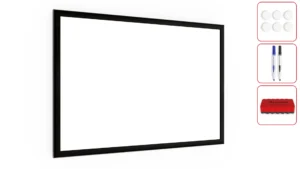 Tableau Blanc Magnétique Effaçable à Sec avec Cadre en Bois Noir 60x40 cm