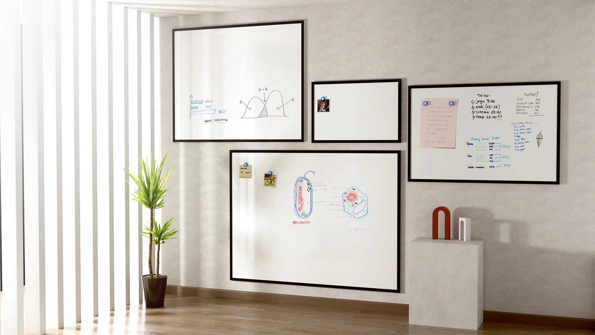 Tableau Blanc Magnétique Effaçable à Sec avec Cadre en Bois Noir 60x40 cm – Image 8