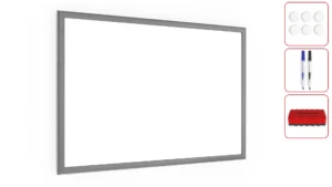 Tableau Blanc Magnétique Effaçable à Sec avec Cadre en Bois Argenté 60x40 cm