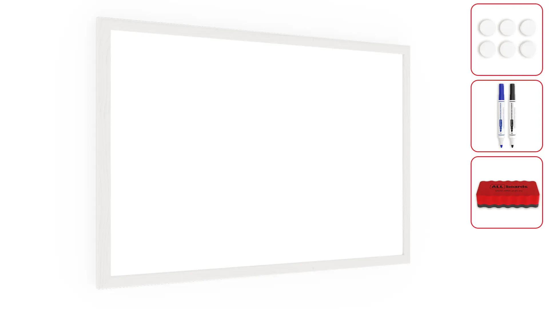 Tableau Blanc Magnétique Effaçable à Sec avec Cadre en Bois Blanc 60x40 cm