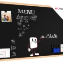Tableau à Craie Noir Magnétique avec Cadre en Bois 80x50cm + Accessoires