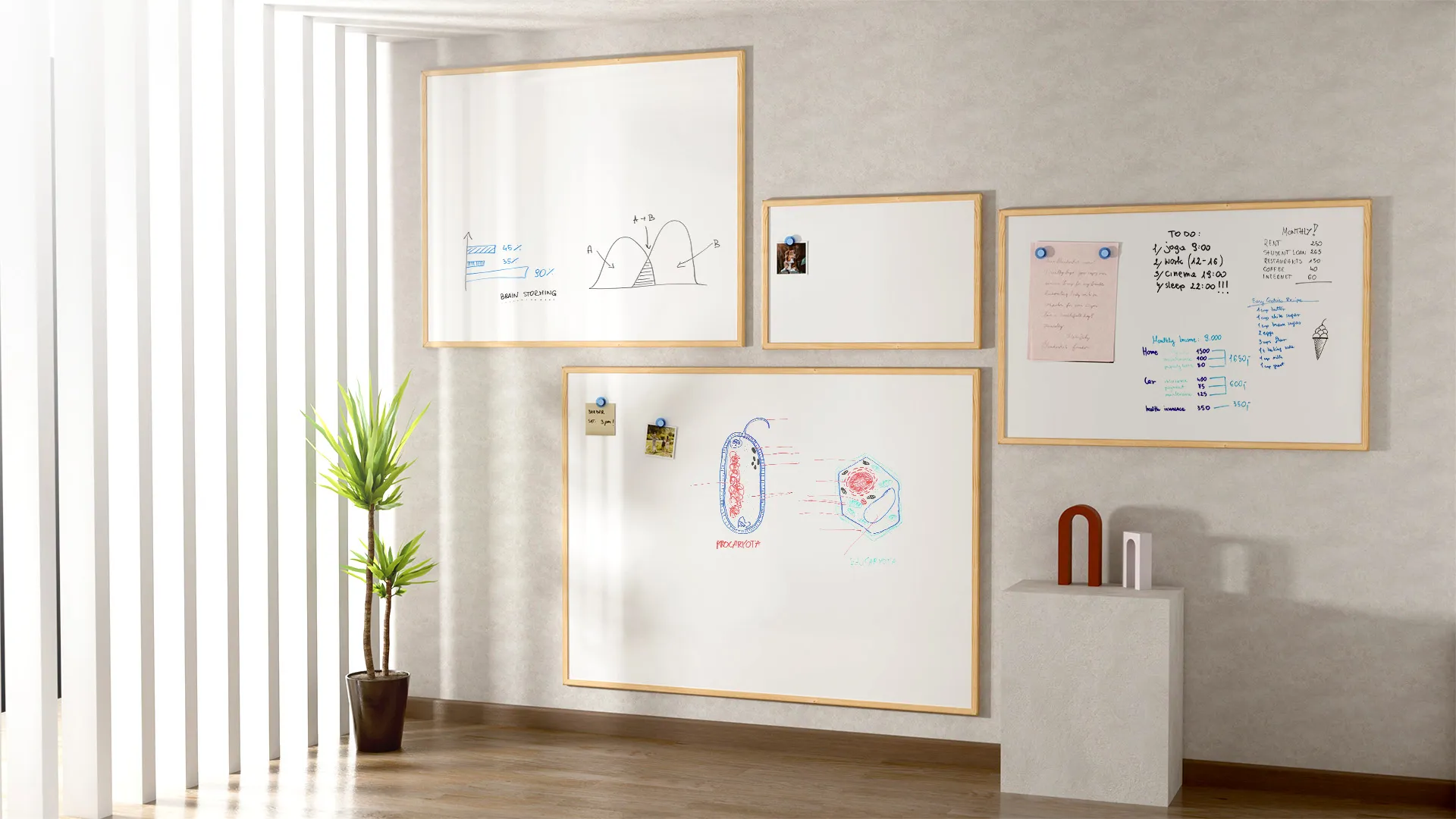 Tableau Blanc Magnétique Effaçable à Sec avec Cadre en Bois 80x50cm – Image 8