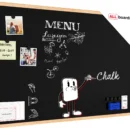 Tableau à Craie Noir Magnétique avec Cadre en Bois 90x60cm + Accessoires