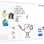 Tableau Blanc Magnétique Effaçable à Sec avec Cadre en Bois Blanc 90x60cm