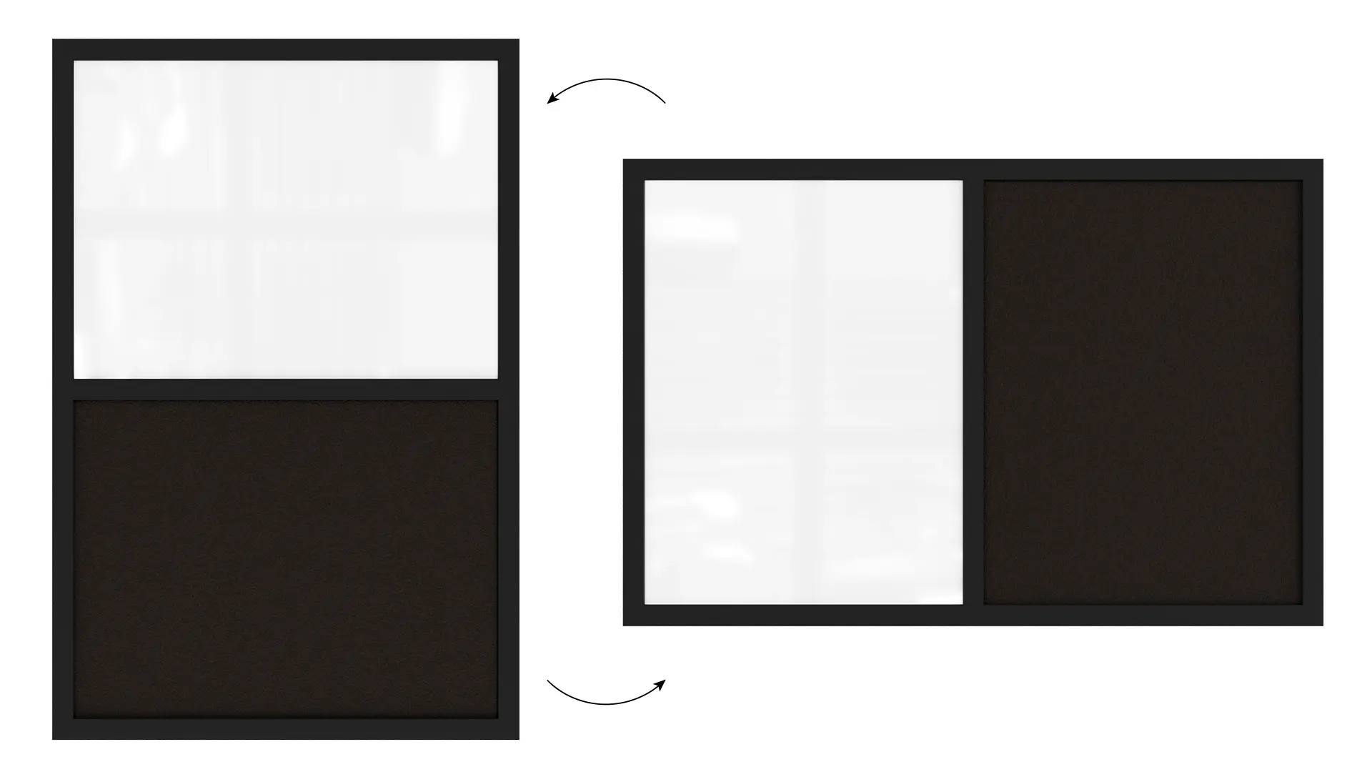 Tableau Combi 2 en 1, Blanc Magnétique Effaçable à Sec et en Liège Noir avec Cadre en Bois Noir 60x40cm – Image 5