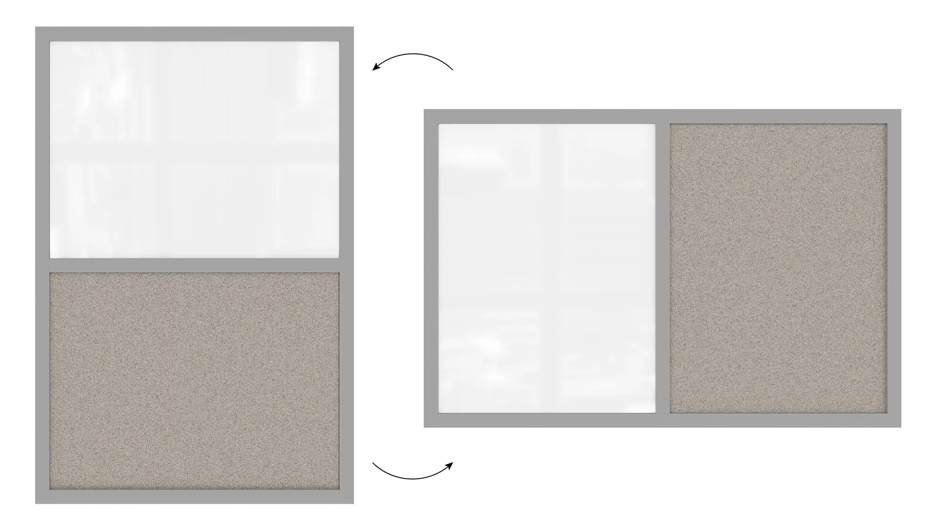 Tableau Combi 2 en 1, Blanc Magnétique Effaçable à Sec et en Liège Gris avec Cadre en Bois Gris 60x40cm – Image 5