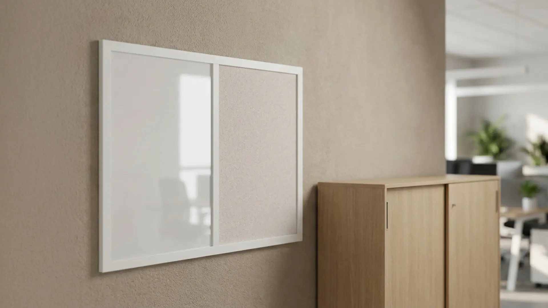 Tableau Combi 2 en 1, Blanc Magnétique Effaçable à Sec et en Liège Blanc avec Cadre en Bois Blanc 60x40cm – Image 4