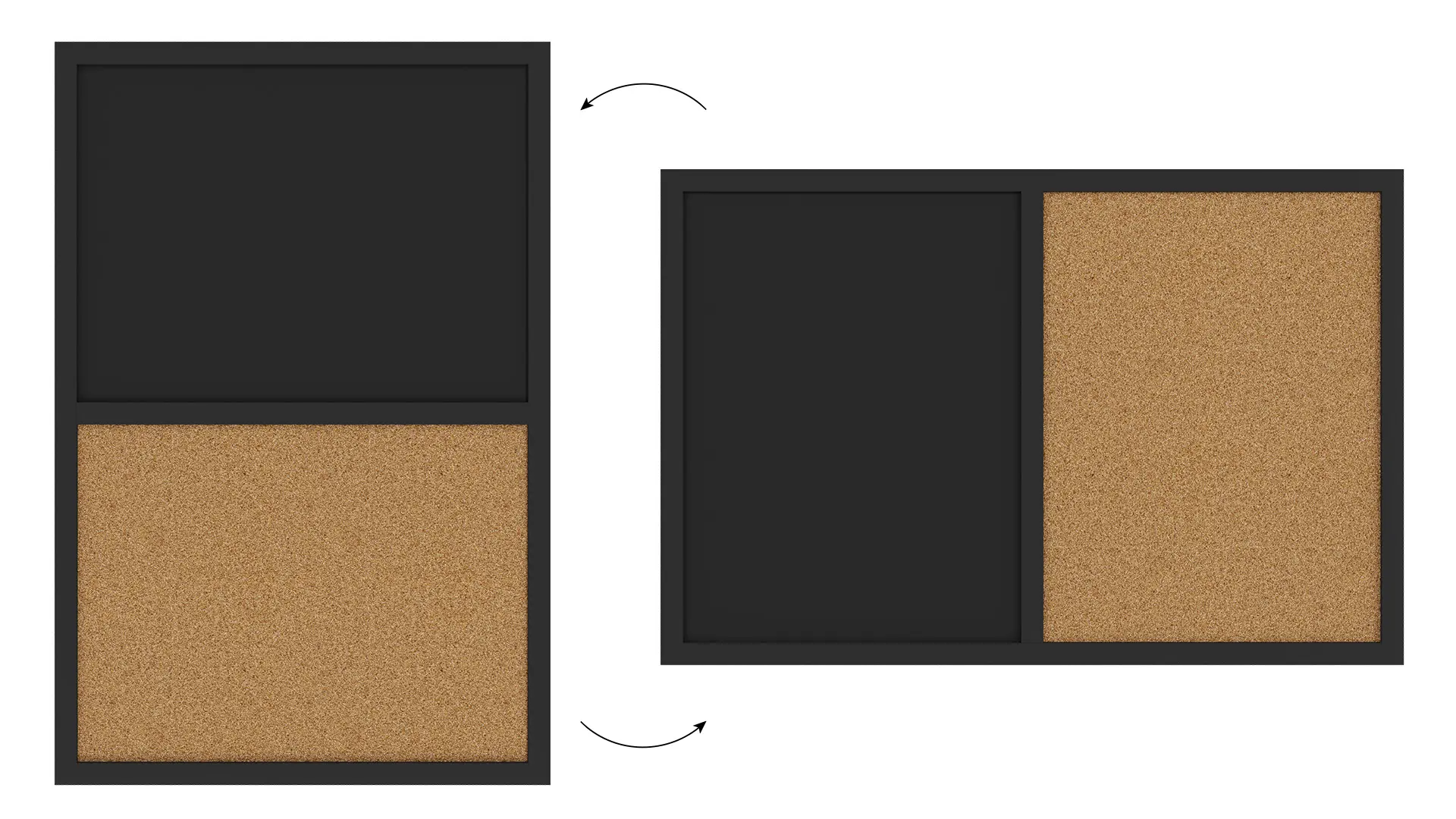 Tableau COMBI liège noir / à craie noir magnétique 60x40cm cadre en bois laqué noir – Image 5