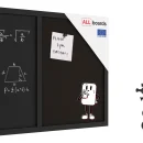 Tableau COMBI en liège noir / magnétique noir 60 x 40 cm, cadre en bois laqué noir + ACCESSOIRES