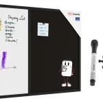 Tableau COMBI en liège noir / blanc magnétique 90x60 cadre en bois laqué noir