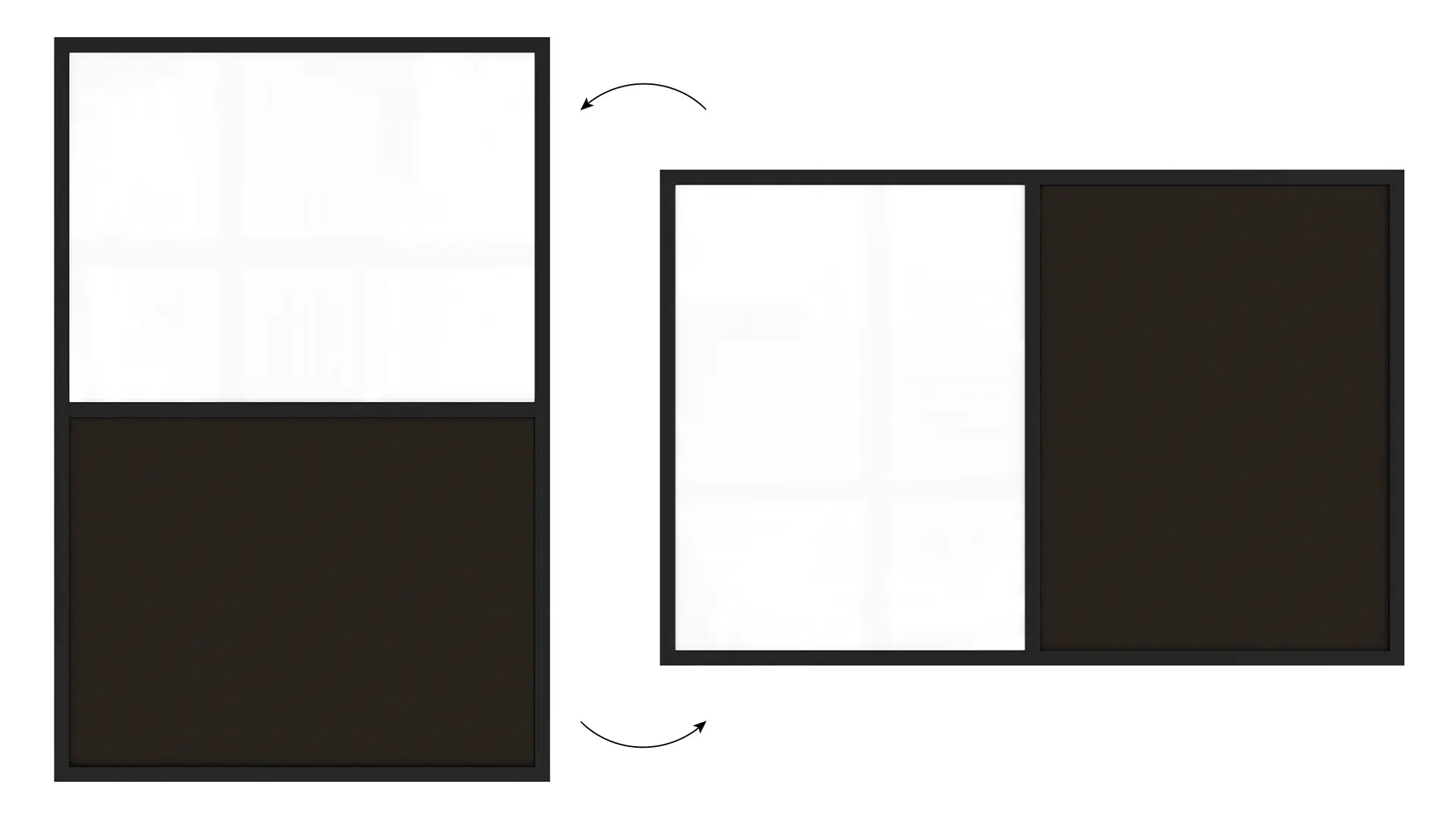 Tableau COMBI en liège noir / blanc magnétique 90x60 cadre en bois laqué noir – Image 5