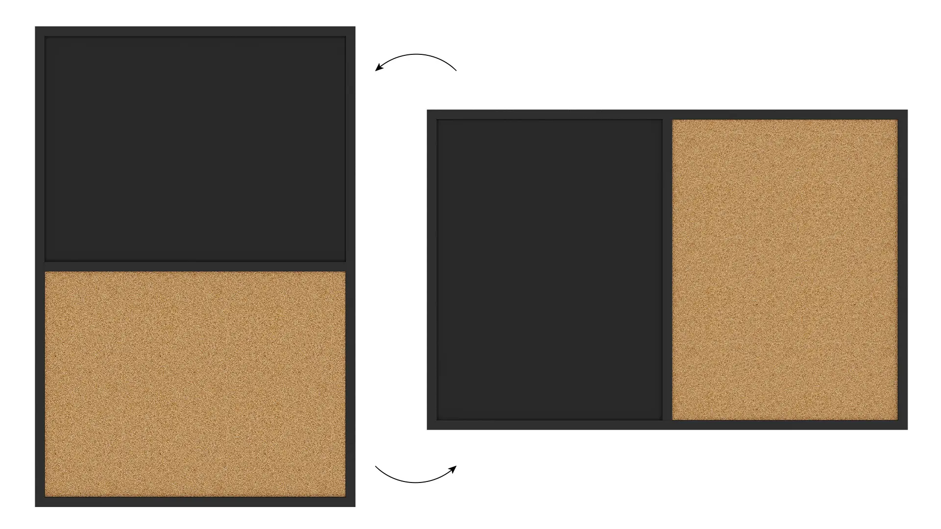 Tableau COMBI liège noir / à craie noir magnétique 90x60cm cadre en bois laqué noir – Image 5