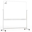 Tableau Blanc Emaillé Mobile Double Face Magnétique Effaçable à Sec avec Cadre en Aluminium 180x120cm