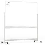 Tableau Blanc Emaillé Mobile Double Face Magnétique Effaçable à Sec avec Cadre en Aluminium 180x120cm